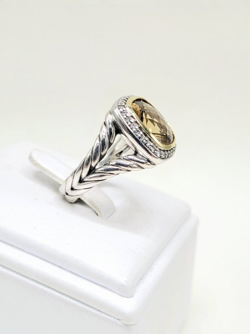 David Yurman Albion Champagne Citrine Diamond Ring w/ 18K Yellow Gold & Diamonds - Picture 8 of 14
